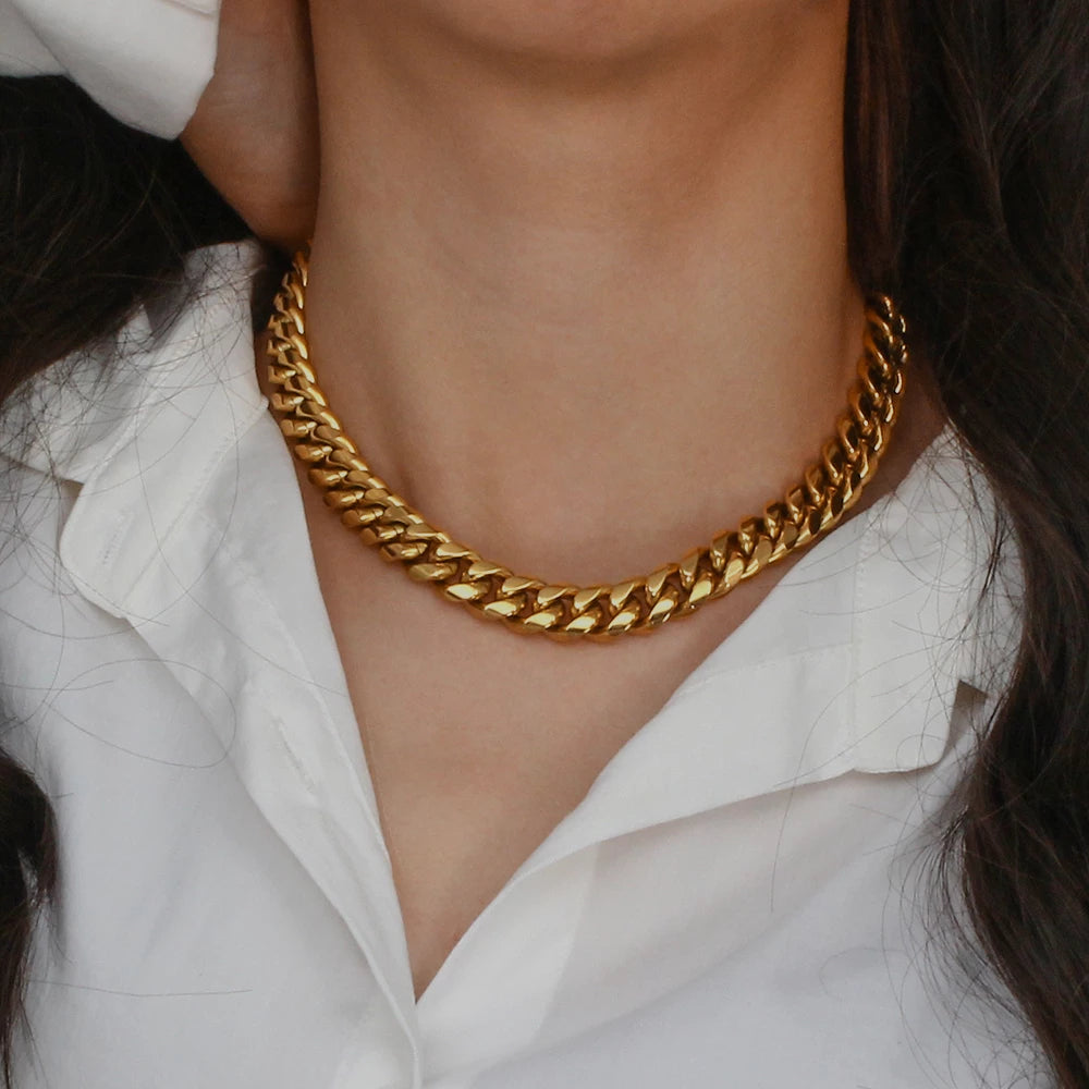 Tania Thick Chain Necklace│18k Gold Plated