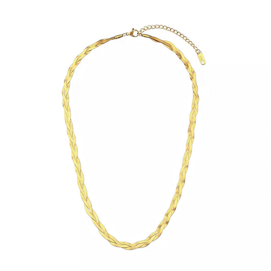 Francie Braided Mini Herringbone Chain│18k Gold Plated
